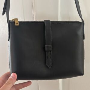 Jcrew black leather crossbody bag